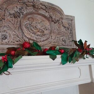 Magnolia Pomegranate Garland Winter Wonderland Christmas Holiday Decor - 6 ft